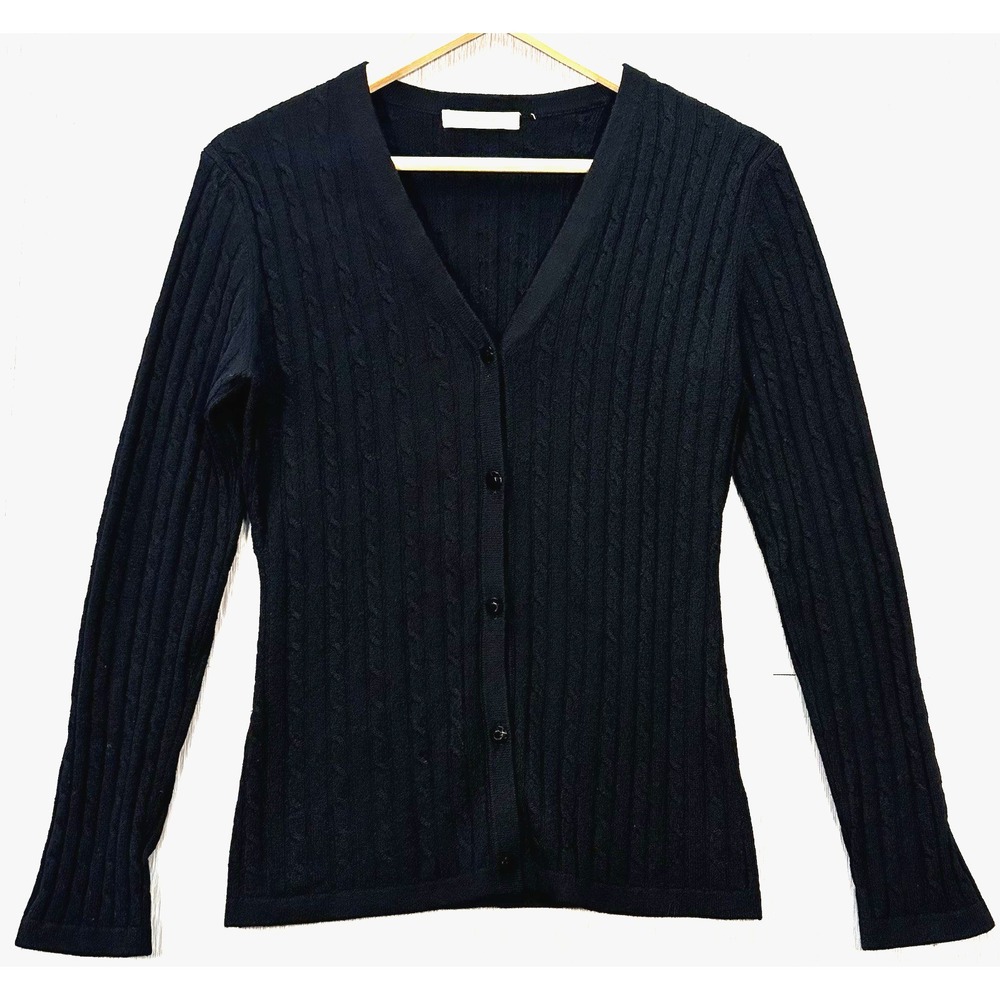 Vtg Neiman Marcus Cashmere Collection Cardigan Womens Cable Knit Diamond Buttons